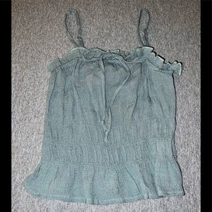 Timing Green fit and flare spaghetti strap crop top small